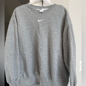 Nike Gray Heather Crewneck Sweatshirt with White Swoosh